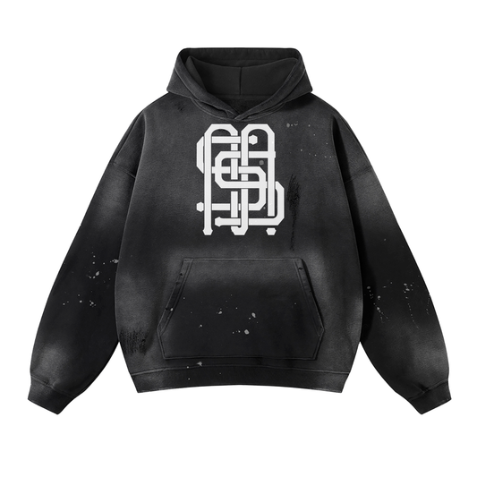 Sacred Block Monogram Distressed Hoodie