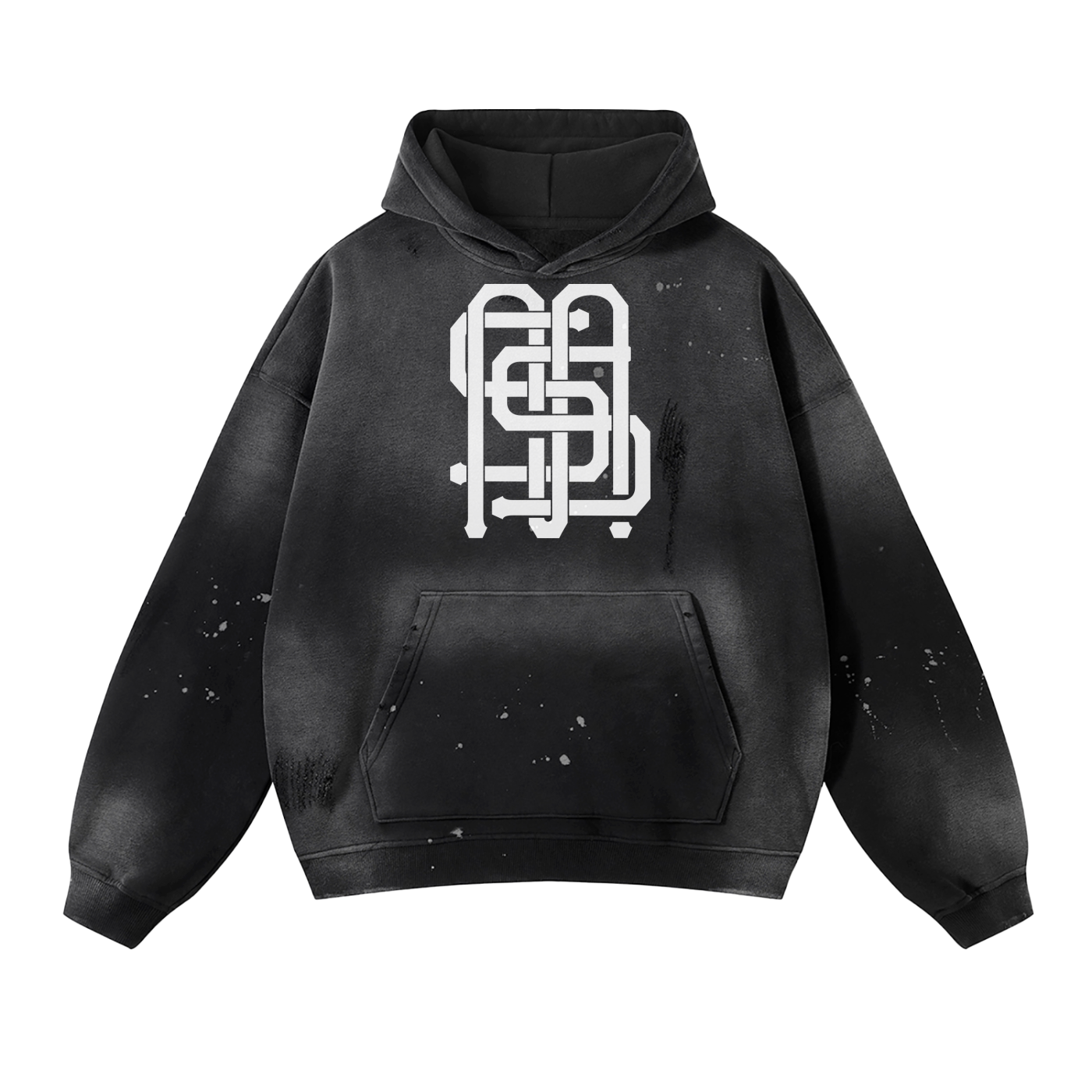 Sacred Block Monogram Distressed Hoodie
